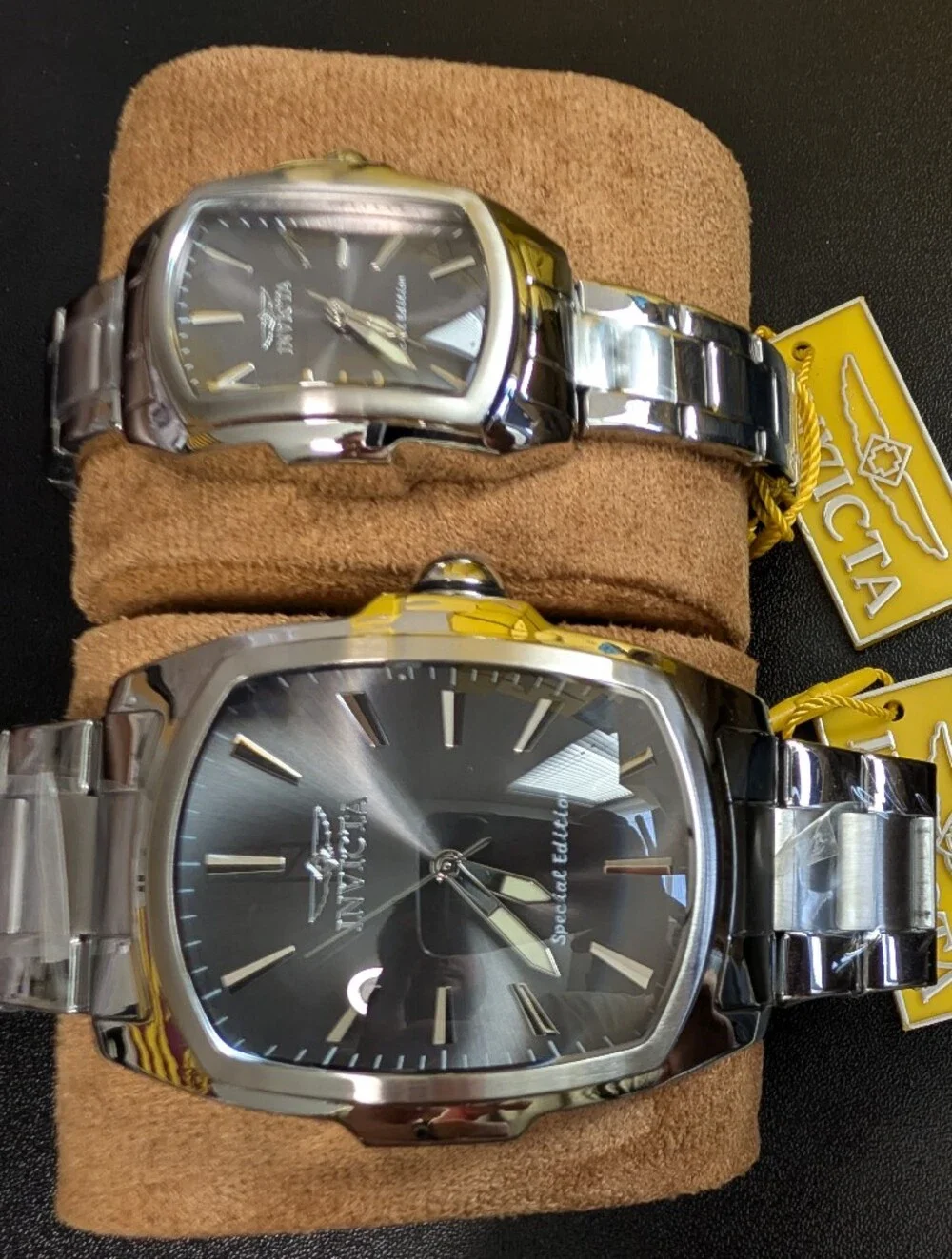 Brand New Invicta Lupah His Hers Gift Watch Bundle with Brown Leather case